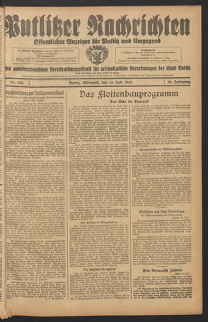 Putlitzer Nachrichten vom 10.07.1935