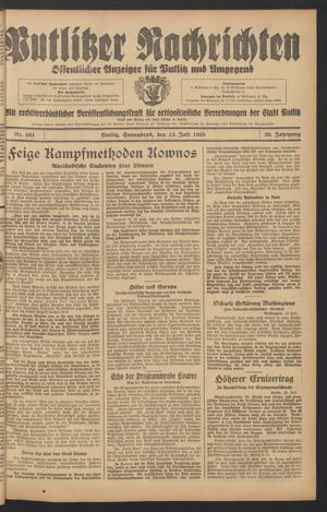 Putlitzer Nachrichten vom 13.07.1935