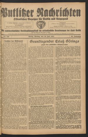 Putlitzer Nachrichten on Jul 19, 1935