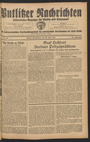 Putlitzer Nachrichten on Jul 20, 1935
