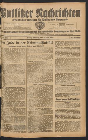 Putlitzer Nachrichten vom 22.07.1935