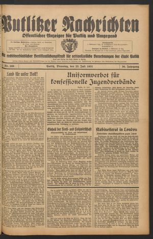 Putlitzer Nachrichten on Jul 23, 1935