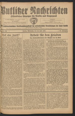 Putlitzer Nachrichten vom 24.07.1935