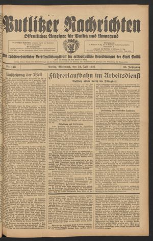 Putlitzer Nachrichten vom 31.07.1935