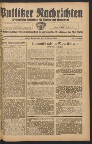 Putlitzer Nachrichten vom 15.08.1935