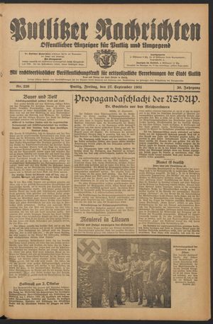Putlitzer Nachrichten on Sep 27, 1935