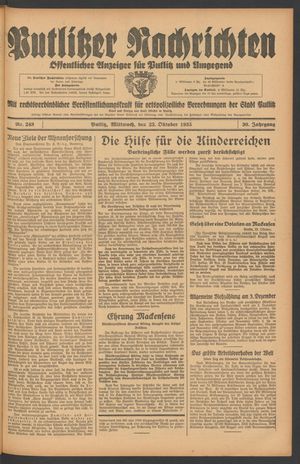 Putlitzer Nachrichten vom 23.10.1935