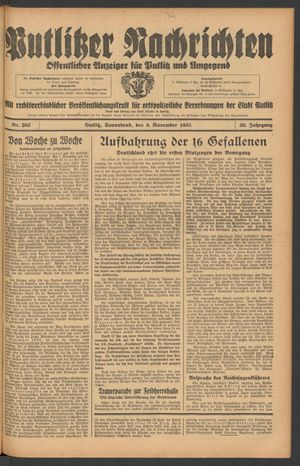 Putlitzer Nachrichten vom 09.11.1935