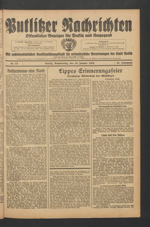 Putlitzer Nachrichten vom 16.01.1936