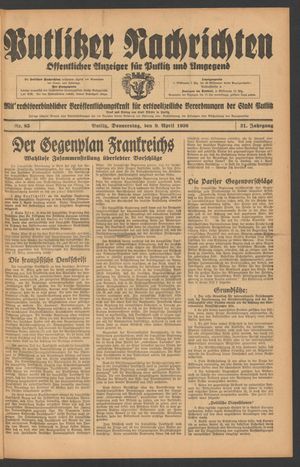 Putlitzer Nachrichten vom 09.04.1936