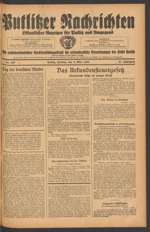 Putlitzer Nachrichten vom 08.05.1936