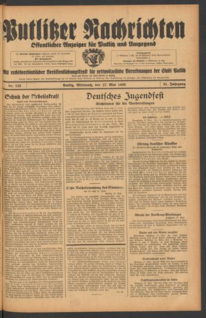 Putlitzer Nachrichten vom 27.05.1936