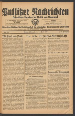 Putlitzer Nachrichten on Jun 24, 1936
