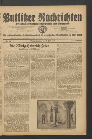 Putlitzer Nachrichten on Jul 3, 1936