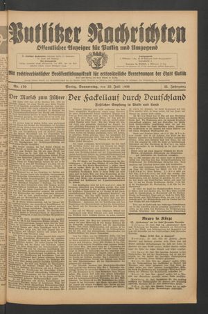 Putlitzer Nachrichten vom 23.07.1936