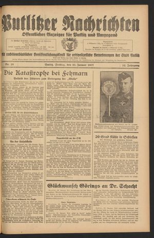 Putlitzer Nachrichten vom 22.01.1937