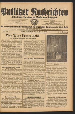 Putlitzer Nachrichten vom 30.01.1937