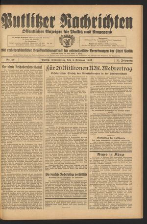 Putlitzer Nachrichten vom 04.02.1937