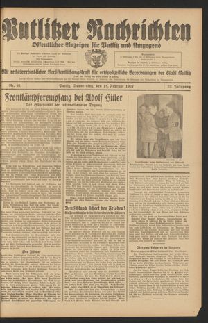 Putlitzer Nachrichten vom 18.02.1937