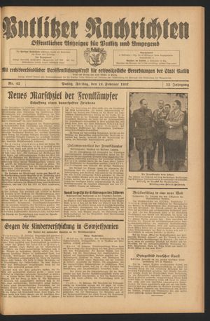 Putlitzer Nachrichten on Feb 19, 1937