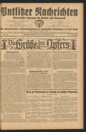 Putlitzer Nachrichten on Feb 20, 1937