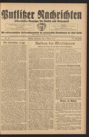 Putlitzer Nachrichten on Mar 9, 1937