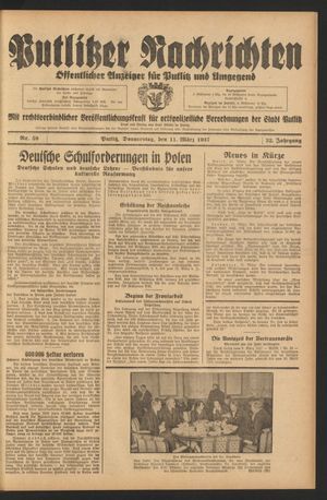 Putlitzer Nachrichten vom 11.03.1937