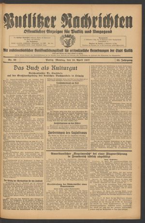 Putlitzer Nachrichten on Apr 26, 1937