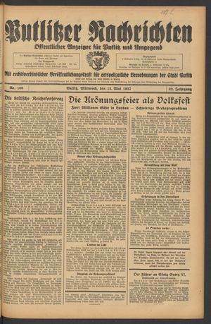 Putlitzer Nachrichten on May 12, 1937