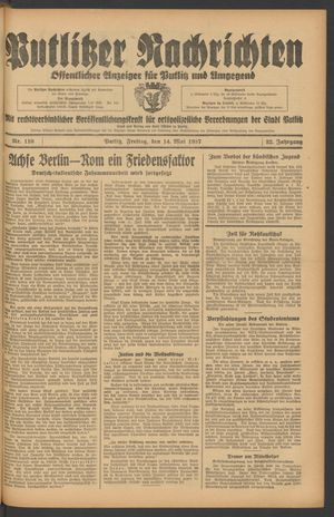 Putlitzer Nachrichten on May 14, 1937