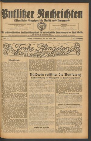 Putlitzer Nachrichten vom 15.05.1937