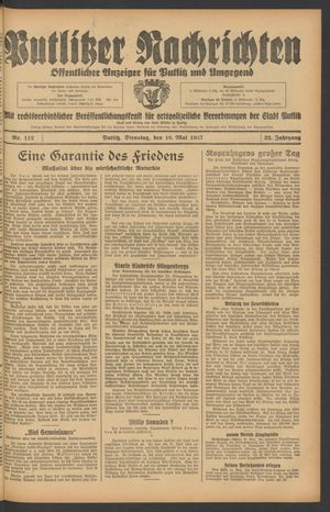 Putlitzer Nachrichten vom 18.05.1937
