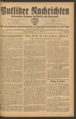 Putlitzer Nachrichten vom 24.05.1937