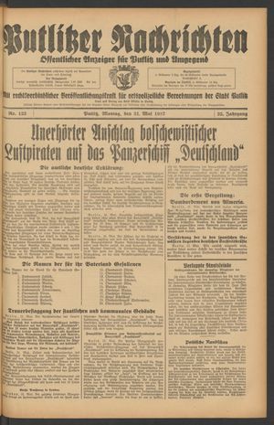 Putlitzer Nachrichten on May 31, 1937