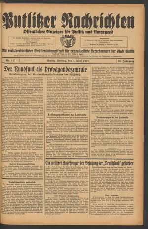 Putlitzer Nachrichten vom 04.06.1937