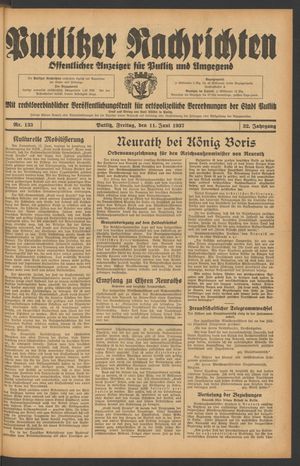 Putlitzer Nachrichten on Jun 11, 1937