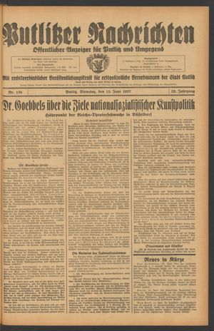 Putlitzer Nachrichten on Jun 15, 1937