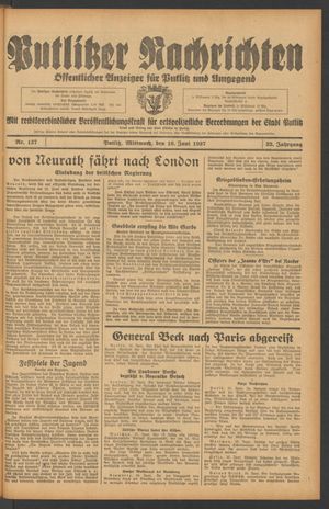 Putlitzer Nachrichten on Jun 16, 1937