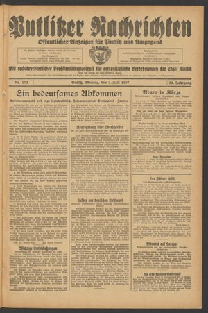 Putlitzer Nachrichten vom 05.07.1937