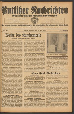 Putlitzer Nachrichten vom 19.07.1937