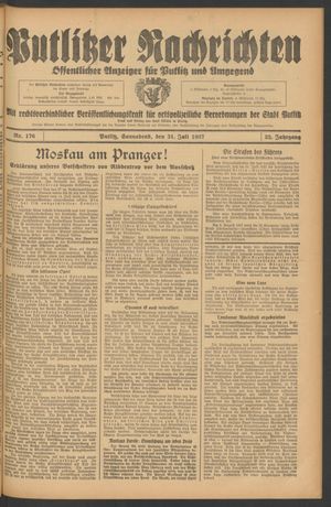 Putlitzer Nachrichten vom 31.07.1937