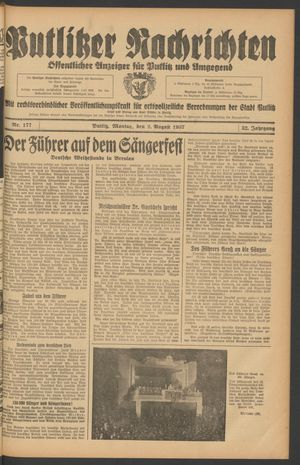 Putlitzer Nachrichten vom 02.08.1937