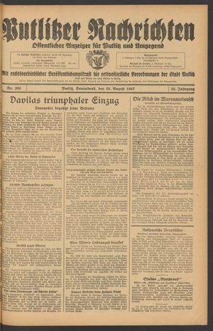 Putlitzer Nachrichten on Aug 28, 1937