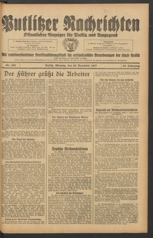 Putlitzer Nachrichten vom 20.12.1937