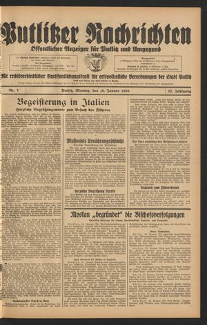 Putlitzer Nachrichten on Jan 10, 1938