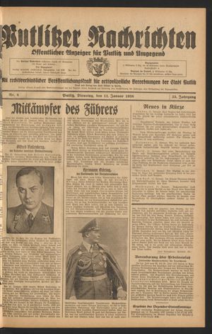 Putlitzer Nachrichten on Jan 11, 1938