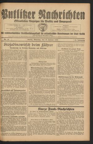 Putlitzer Nachrichten on Jan 18, 1938