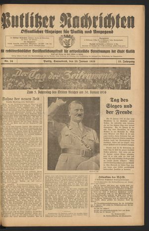Putlitzer Nachrichten vom 29.01.1938