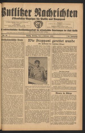 Putlitzer Nachrichten on Feb 4, 1938
