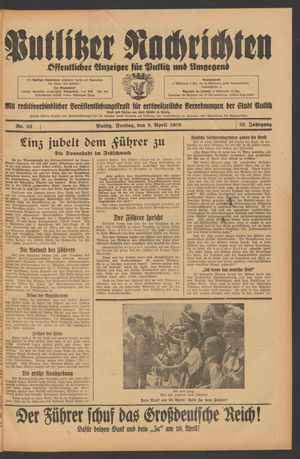 Putlitzer Nachrichten on Apr 8, 1938